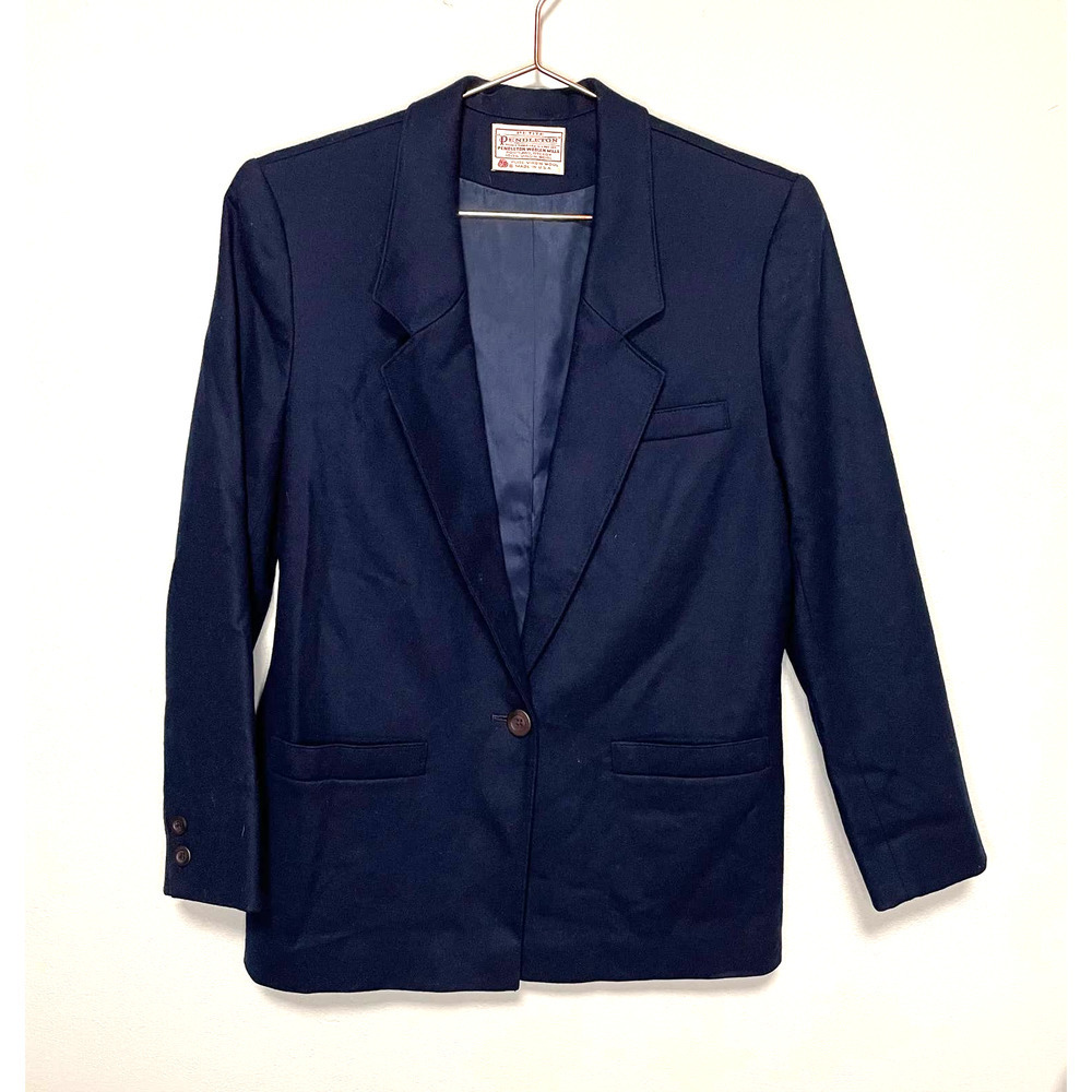 Vintage Pendleton Navy Wool Classic Blazer Jacket with Button Detail size 10